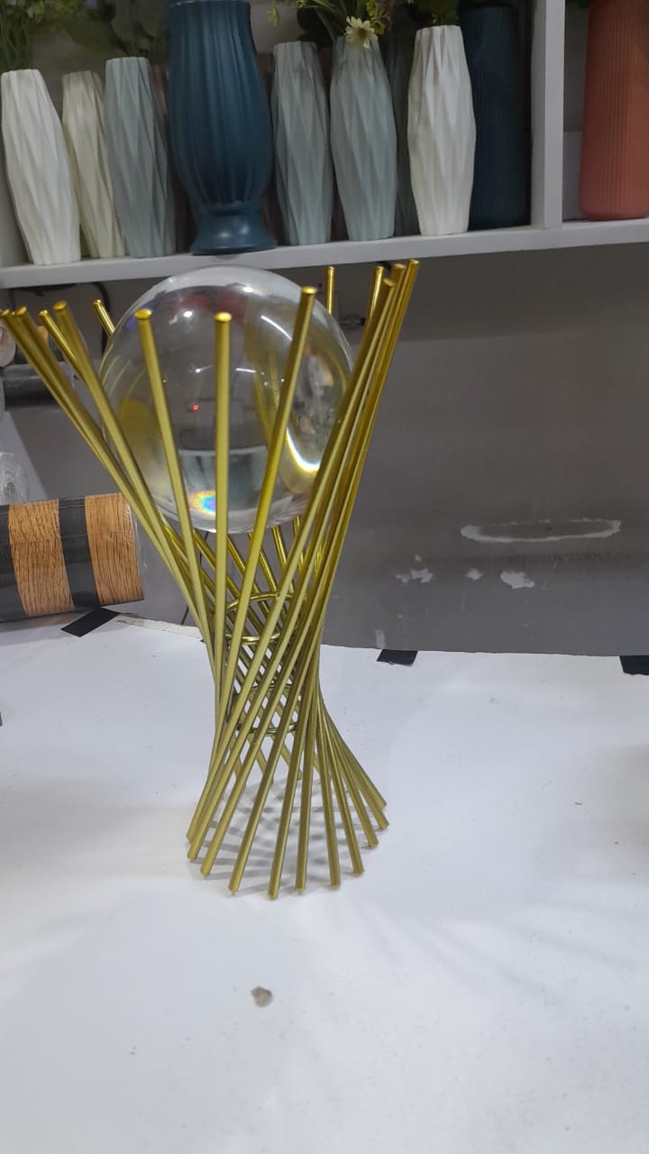 Modern Gold Orb Sculpture – Luxury Home & Office Décor Accent