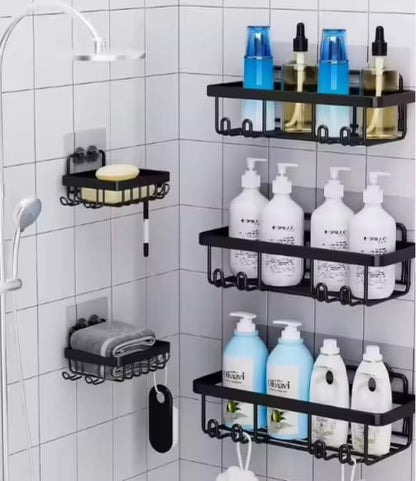 Rust-Proof Wall Mounted Bathroom Shower Shelf Organizer (Set of 4)