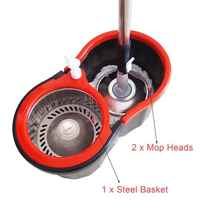 Steel spin mop