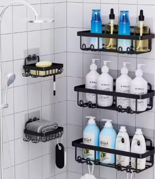 Rust-Proof Wall Mounted Bathroom Shower Shelf Organizer (Set of 4)