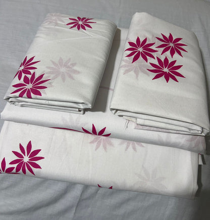 Luxury Floral Printed Cotton Bedsheet Set – Soft & Breathable (King/Queen Size)