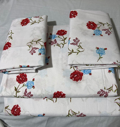 Luxury Floral Printed Cotton Bedsheet Set – Soft & Breathable (King/Queen Size)