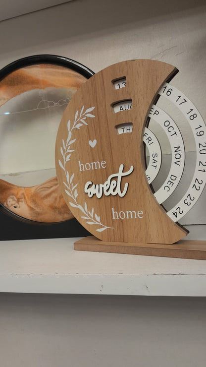 Handcrafted Wooden Perpetual Calendar – Rustic Home &amp; Office Decor
