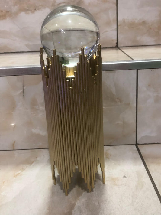 Modern Crystal Ball with Gold Iron Stand&nbsp;| Elegant Home Decor